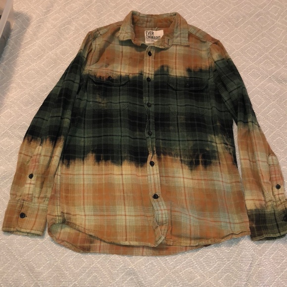 Vintage Flannel Bleach Washed Free People Style - Picture 4 of 6